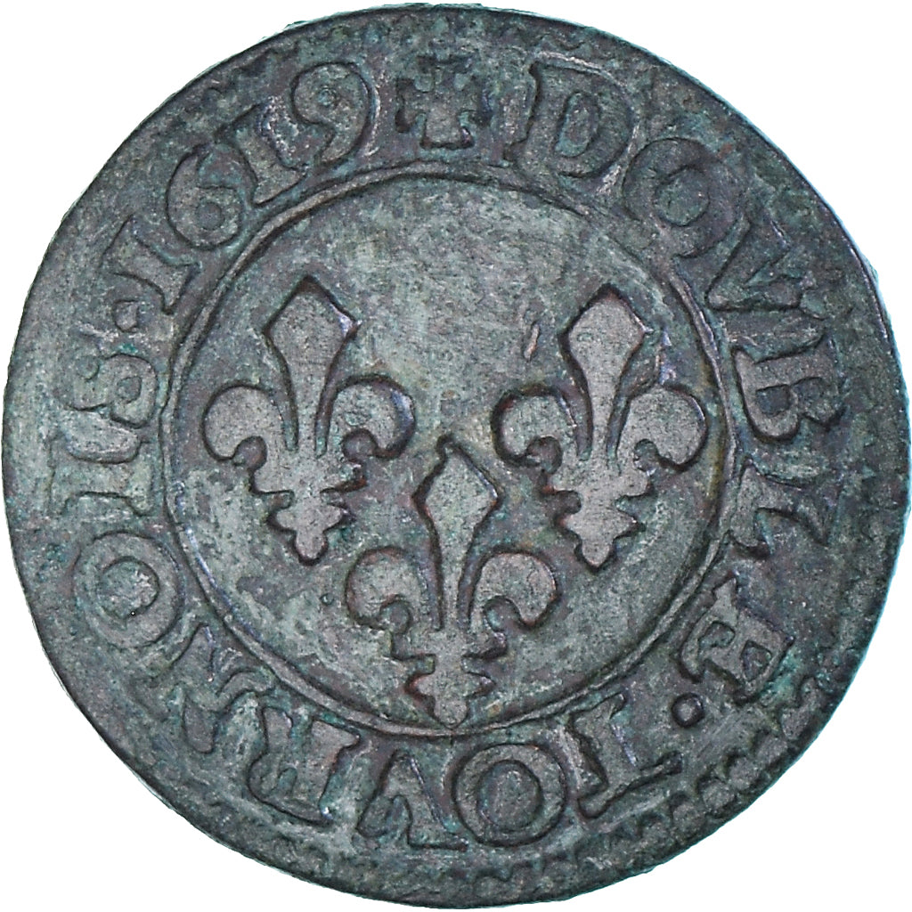 Munten, Frankrijk, Louis XIII, Double Tournois, 1620, Poitiers, FR, Koper