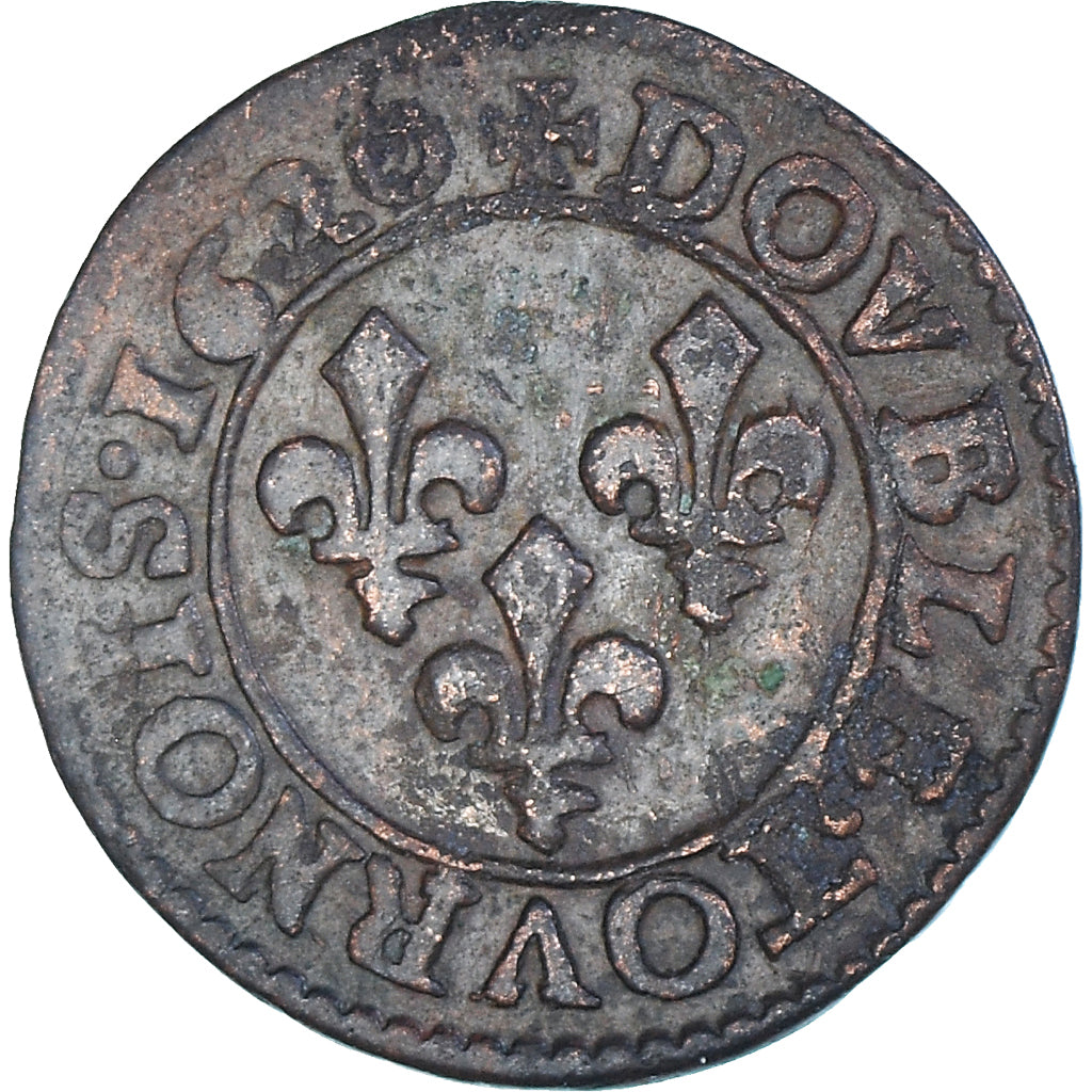 Moneta, Francia, Louis XIII, Double Tournois, 1620, Poitiers, MB+, Rame