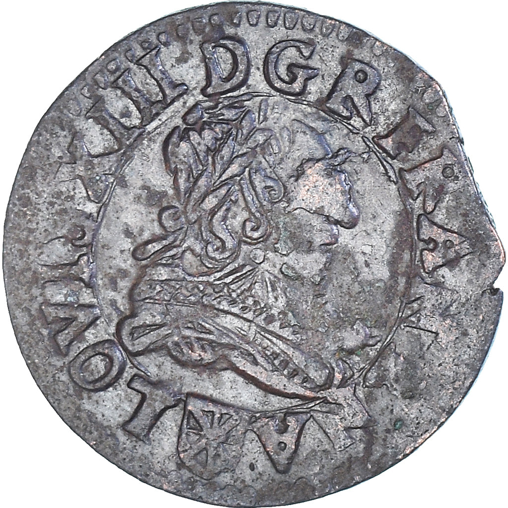 Munten, Frankrijk, Louis XIII, Double Tournois, 1635, Saint-Palais, ZF+, Koper
