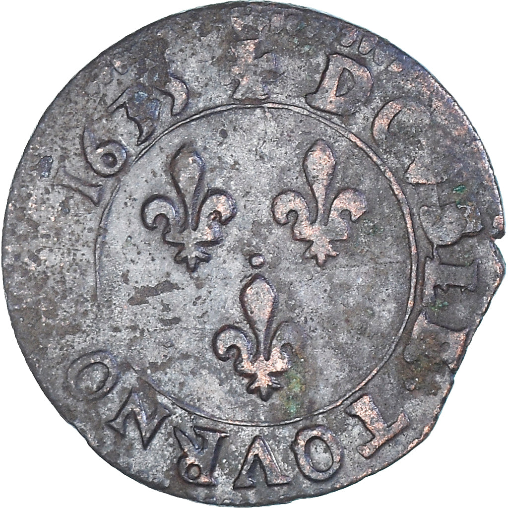 Munten, Frankrijk, Louis XIII, Double Tournois, 1635, Saint-Palais, ZF+, Koper