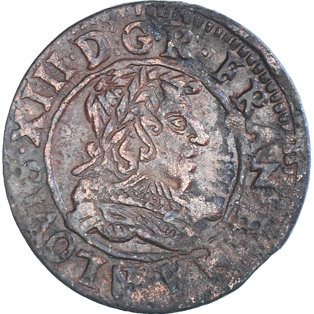 Munten, Frankrijk, Louis XIII, Double Tournois, 1635, Saint-Palais, ZF, Koper
