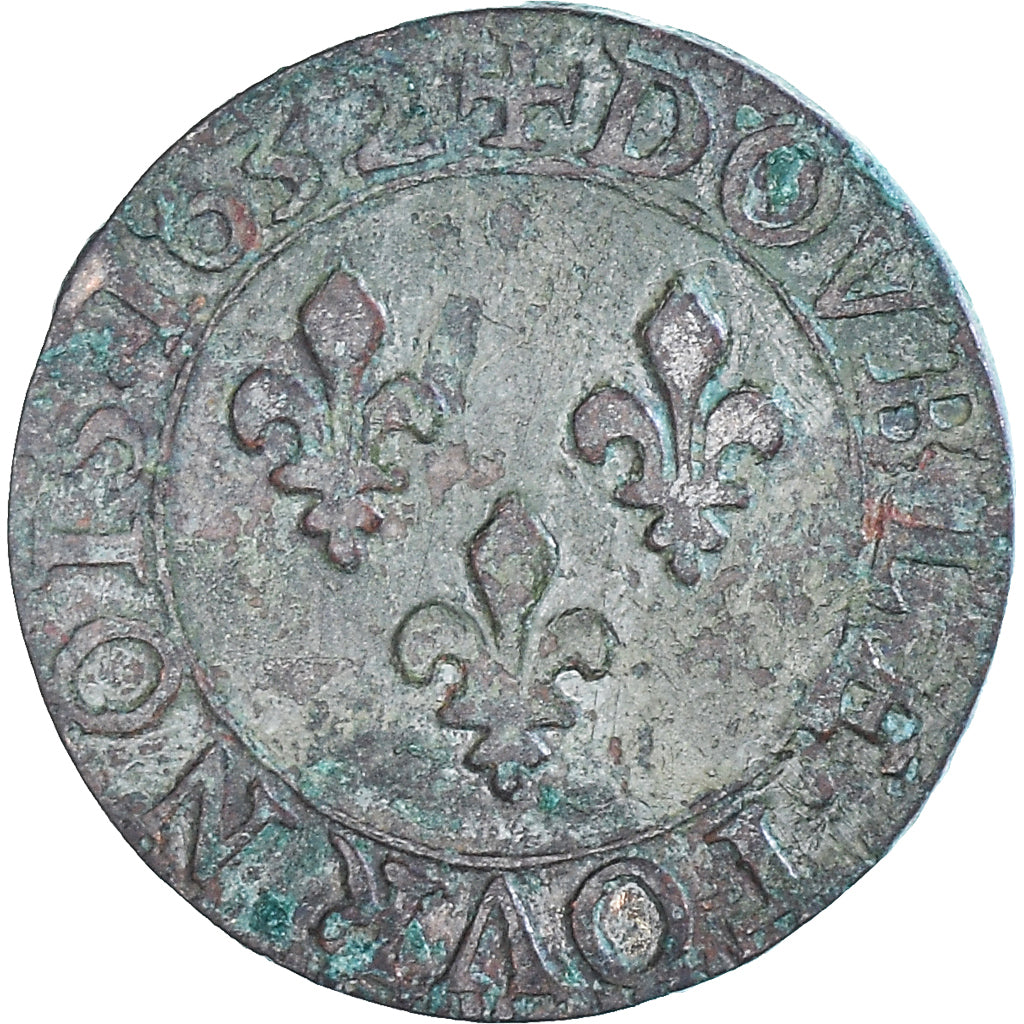 Munten, Frankrijk, Louis XIII, Double Tournois, 1632, Tours, ZF, Koper, CGKL:440