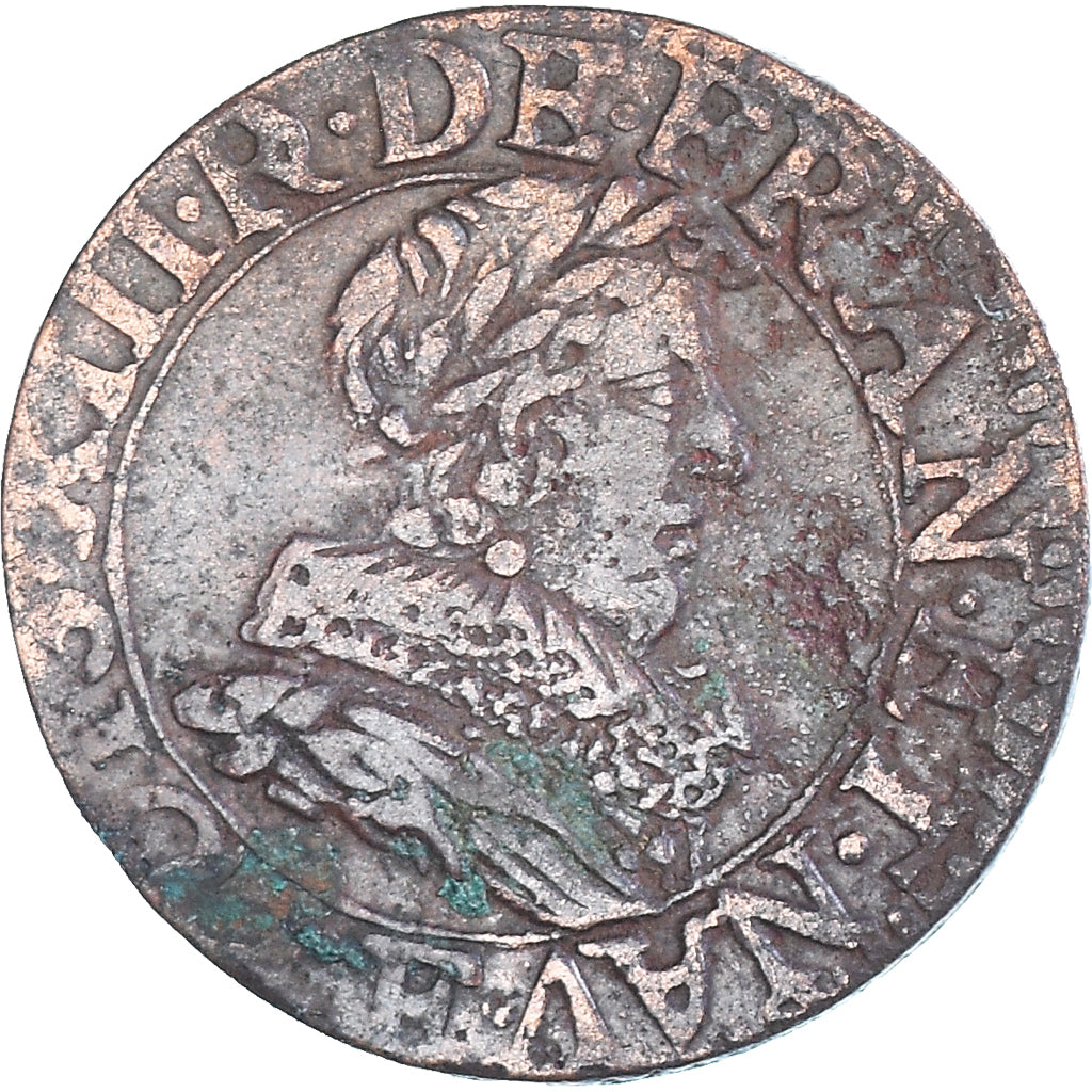 Munten, Frankrijk, Louis XIII, Double Tournois, 1633, Tours, ZF, Koper, CGKL:440