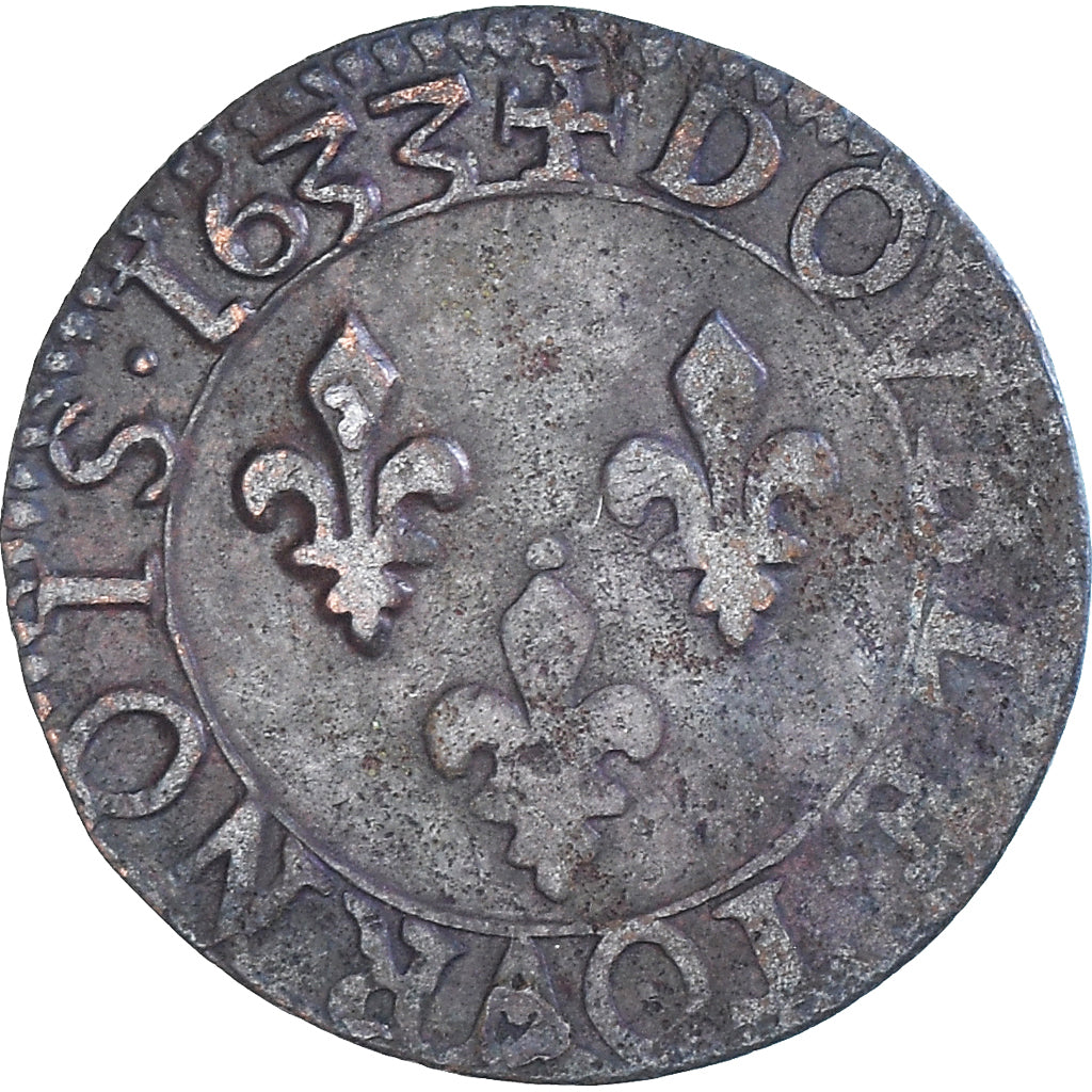 Monnaie, France, Louis XIII, Double Tournois, 1633, Tours, TB+, Cuivre, CGKL:440