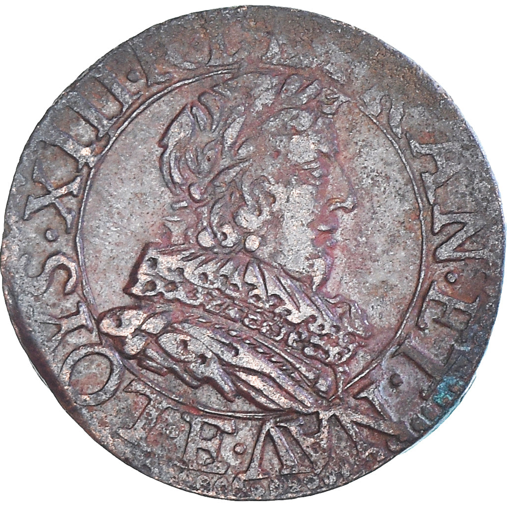 Munten, Frankrijk, Louis XIII, Double Tournois, 1633, Tours, ZF, Koper, CGKL:440