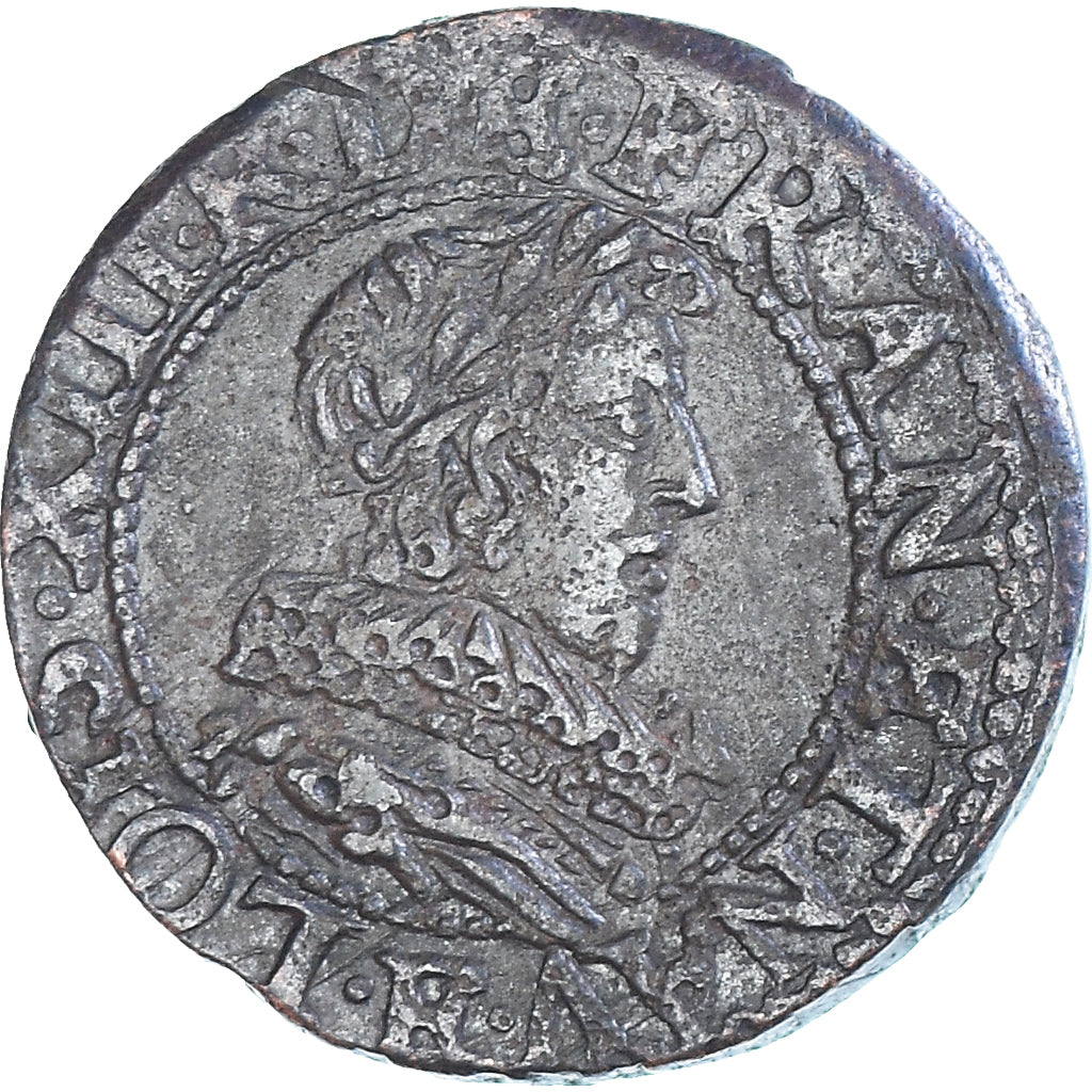 Munten, Frankrijk, Louis XIII, Double Tournois, 1635, Tours, ZF, Koper, CGKL:440