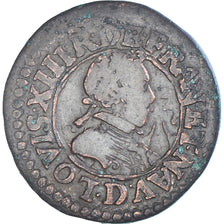Moneta, Francia, Louis XIII, Double Tournois, 1618, Lyon, MB, Rame, CGKL:344