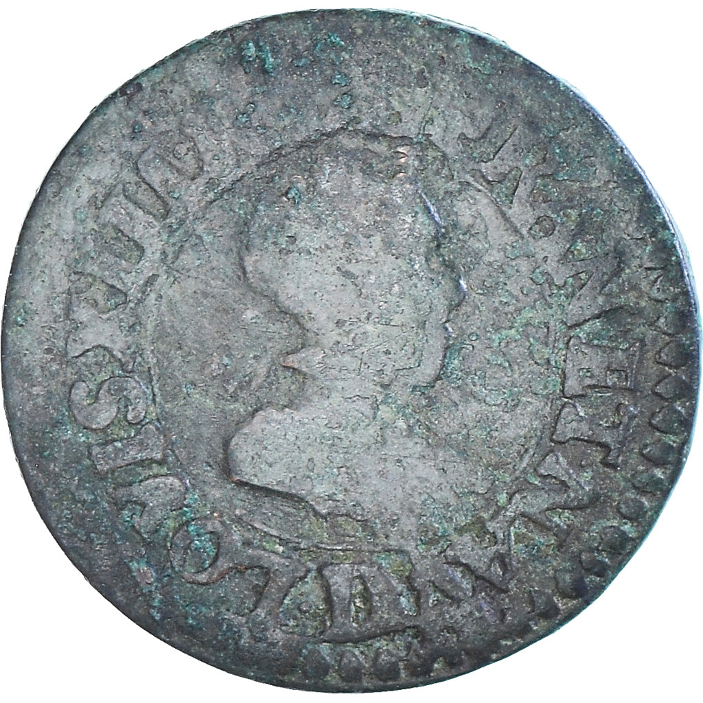 Munten, Frankrijk, Louis XIII, Double Tournois, 1618, Lyon, ZG+, Koper, CGKL:344