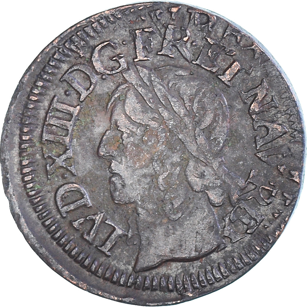 Coin, France, Louis XIII, Double Tournois, 1642, La Rochelle, Type de Warin