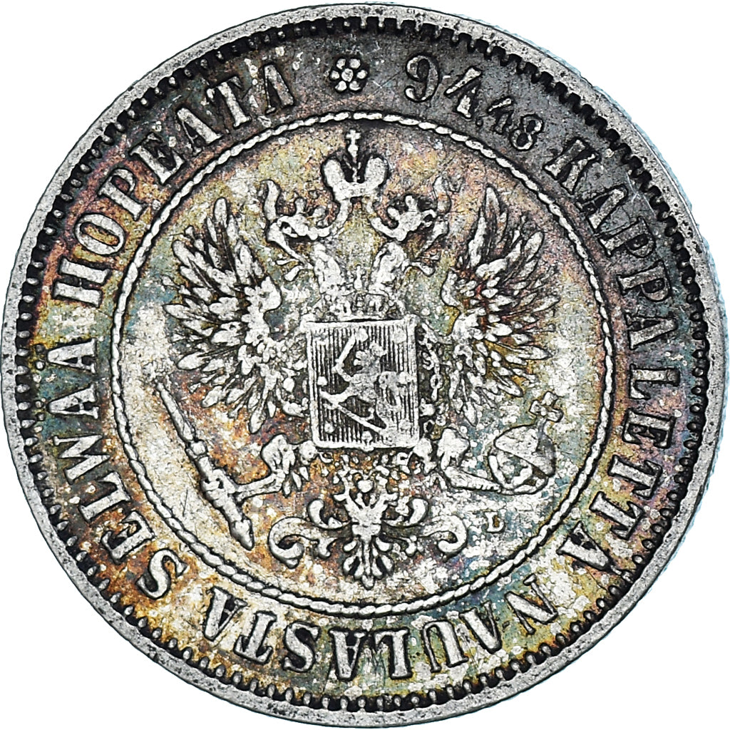 Coin, Finland, Alexander III, Markka, 1890, Helsinki, AU(50-53), Silver, KM:3.2
