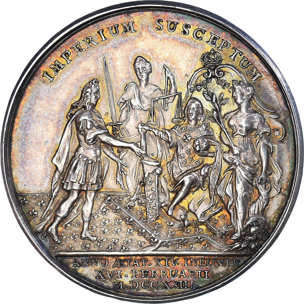 France, Token, Louis XV, Majorité du Roi, 1723, Extremely rare, MS(60-62)
