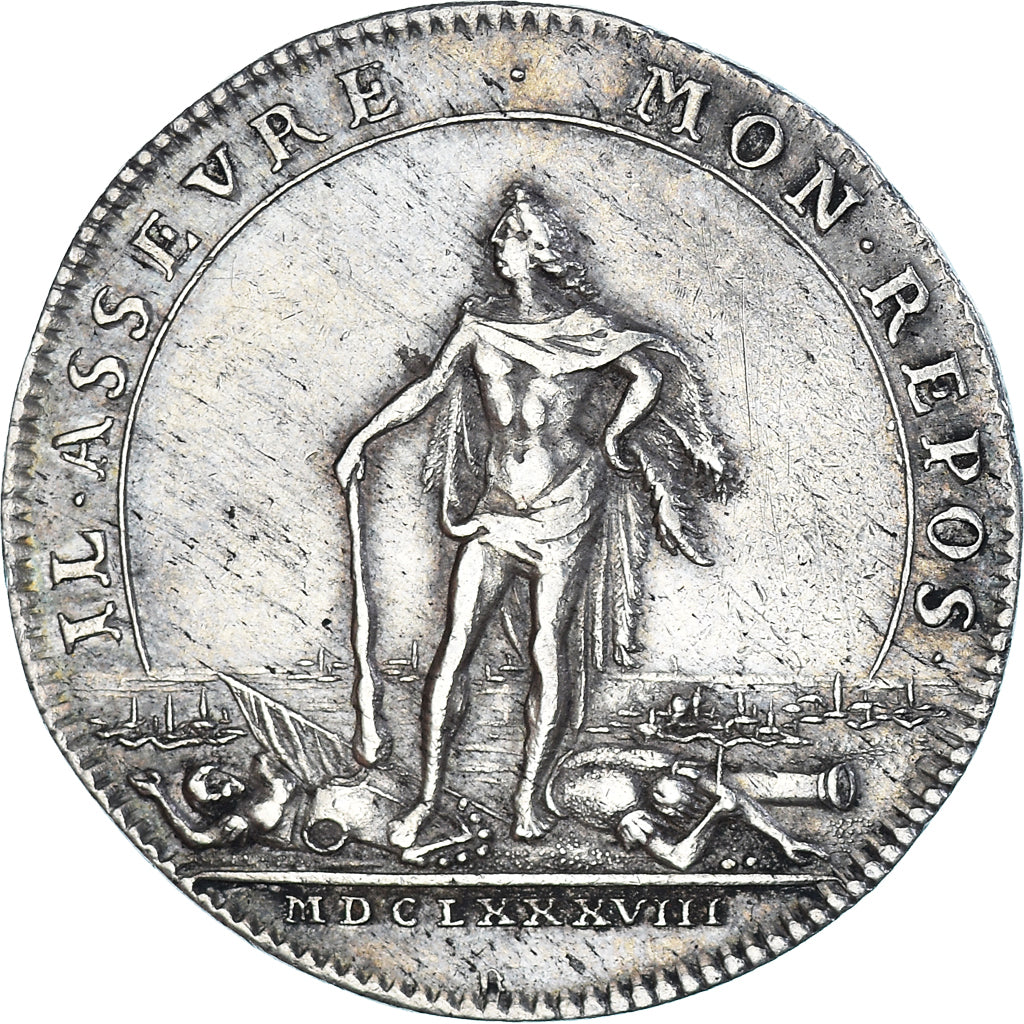 Frankreich, betaalpenning, Bourgogne, La paix retrouvée, 1688, SS+, Silber