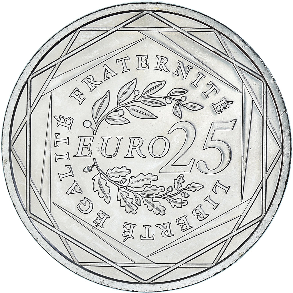 France, Semeuse, 25 Euro, 2009, Paris, MS(63), Silver, KM:1581