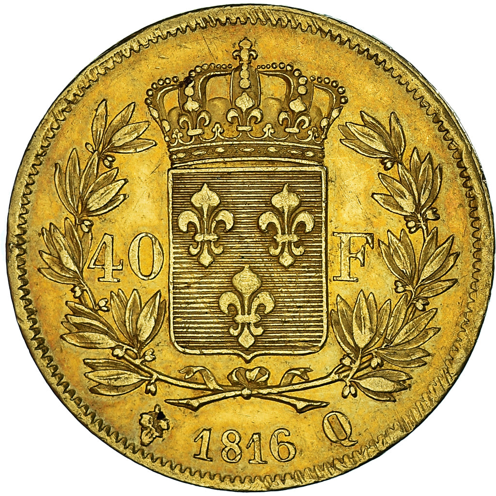 Munten, Frankrijk, Louis XVIII, 40 Francs, 1816, Perpignan, ZF+, Goud, KM:713.5