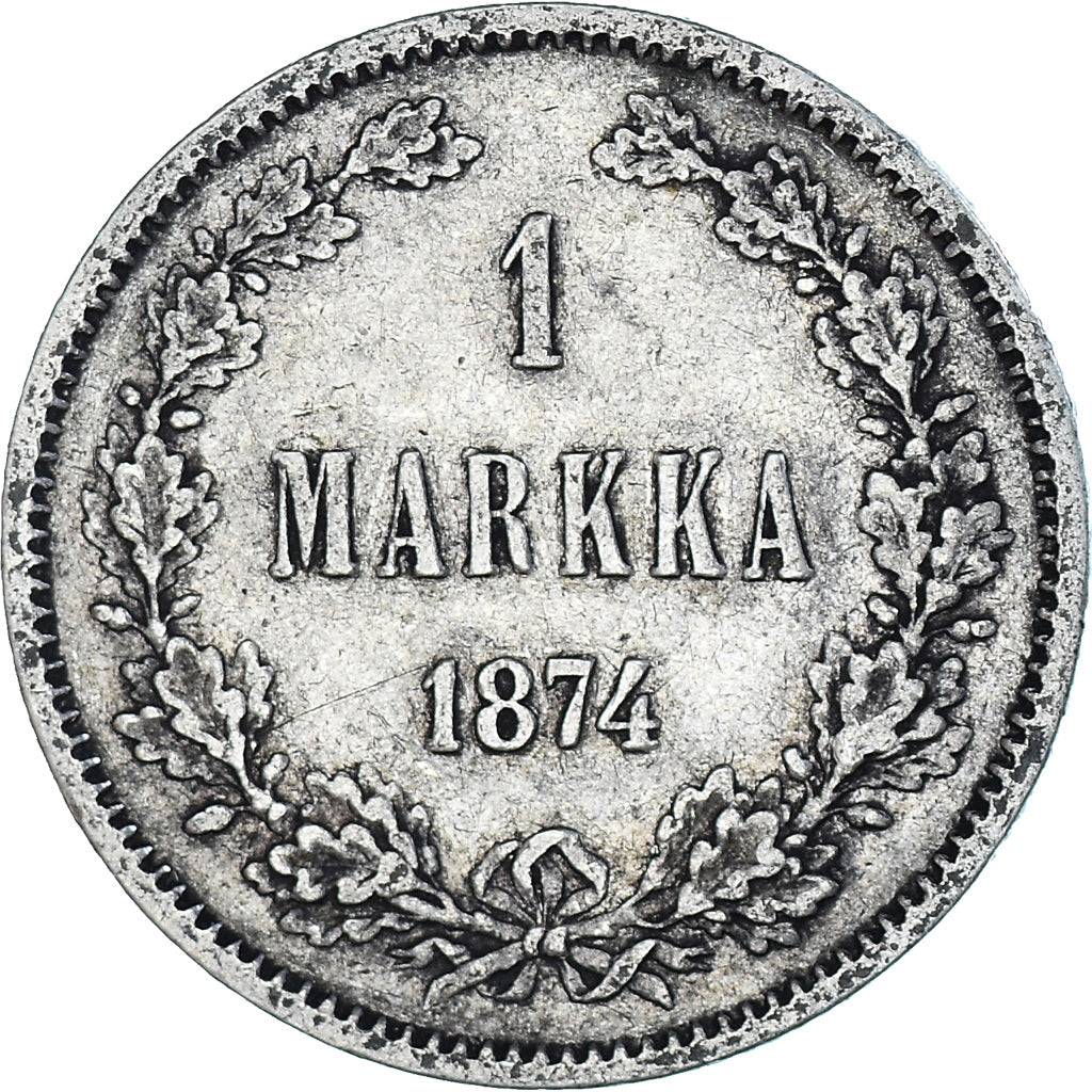 Coin, Finland, Alexander II, Markka, 1874, Helsinki, AU(50-53), Silver, KM:3.2