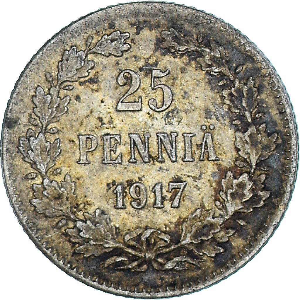 Coin, Finland, Nicholas II, 25 Penniä, 1917, Helsinki, MS(60-62), Silver