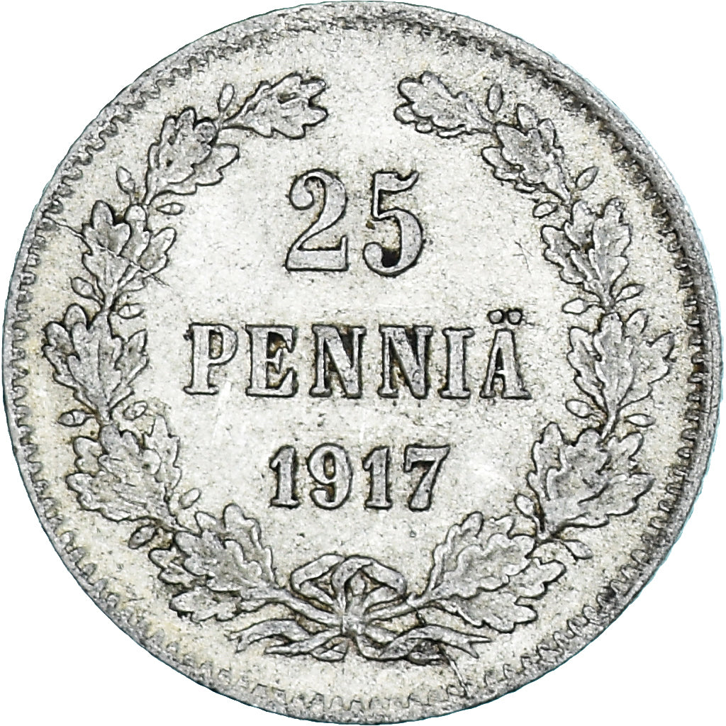 Coin, Finland, Nicholas II, 25 Penniä, 1917, Helsinki, MS(60-62), Silver