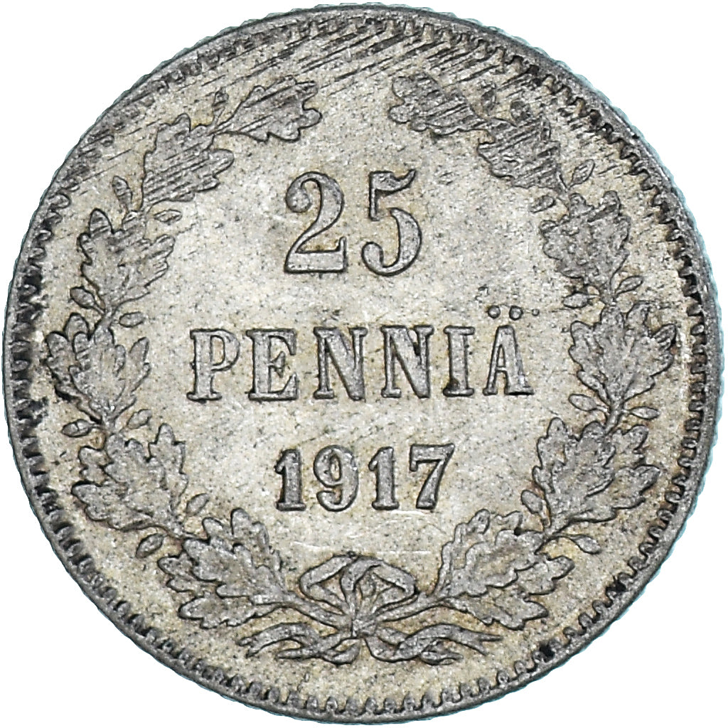 Coin, Finland, Nicholas II, 25 Penniä, 1917, Helsinki, MS(60-62), Silver, KM:19