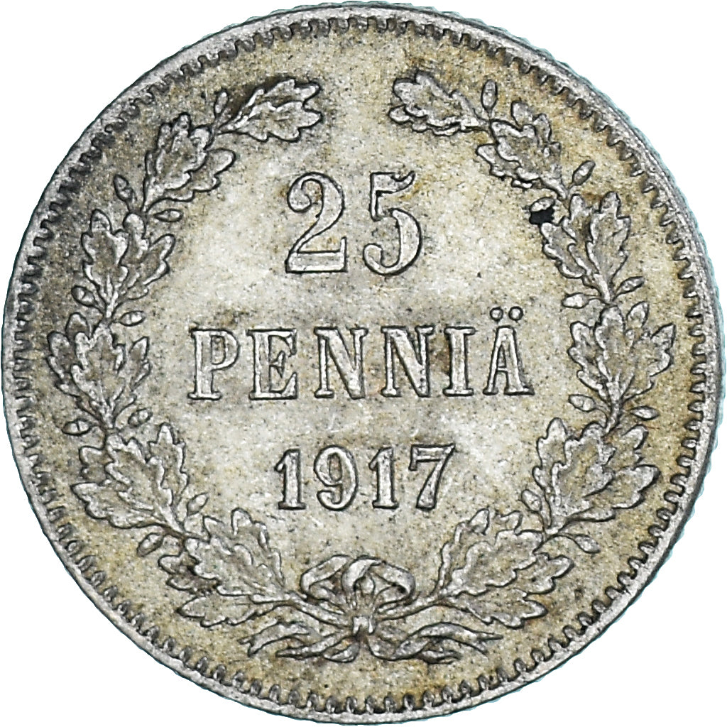 Coin, Finland, Nicholas II, 25 Penniä, 1917, Helsinki, MS(60-62), Silver, KM:19