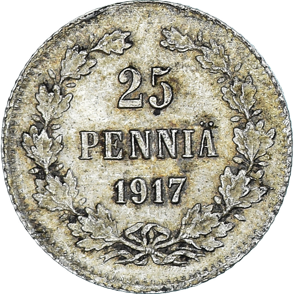Coin, Finland, Nicholas II, 25 Penniä, 1917, Helsinki, MS(60-62), Silver, KM:19
