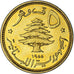 Coin, Lebanon, 5 Piastres, 1955, MS(63), Aluminum-Bronze, KM:21