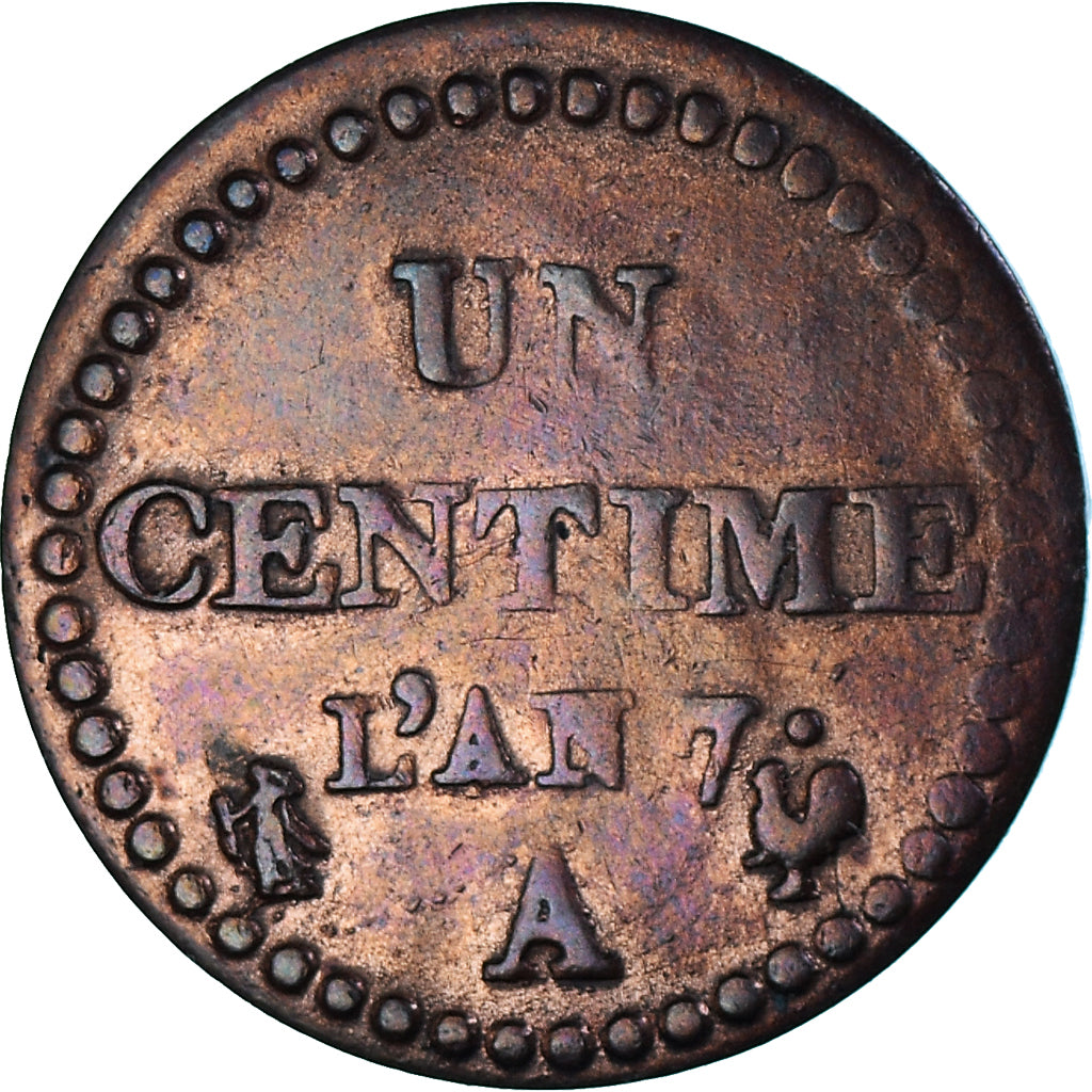 Moneta, Francja, Dupré, Centime, AN 7, Paris, EF(40-45), Miedź, KM:646