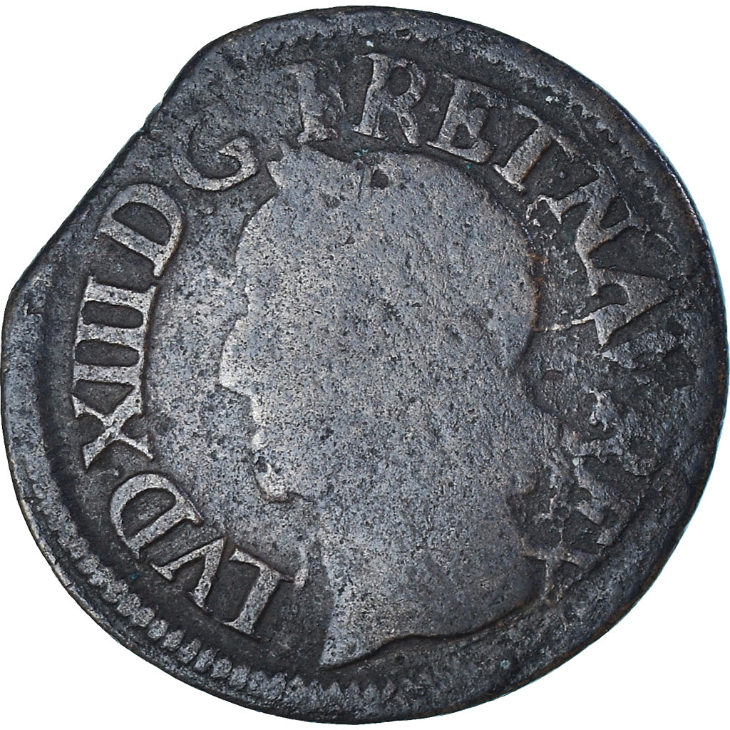 Coin, France, Louis XIII, Double Tournois, 1643, La Rochelle, Type de Warin