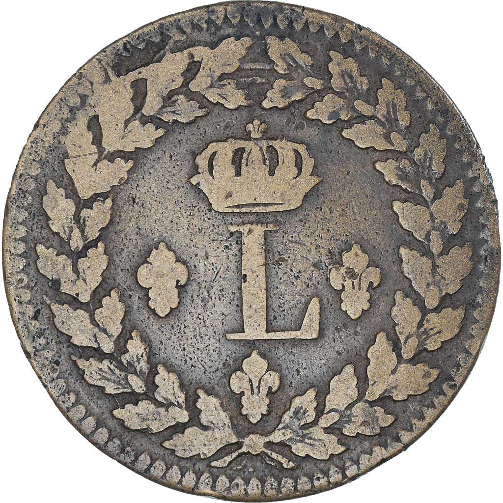 Moneta, Francia, Louis XVIII, Decime, 1815, Strasbourg, MB+, Bronzo