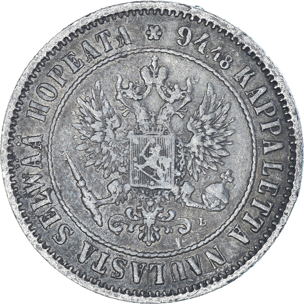 Coin, Finland, Alexander III, Markka, 1890, Helsinki, AU(50-53), Silver, KM:3.2