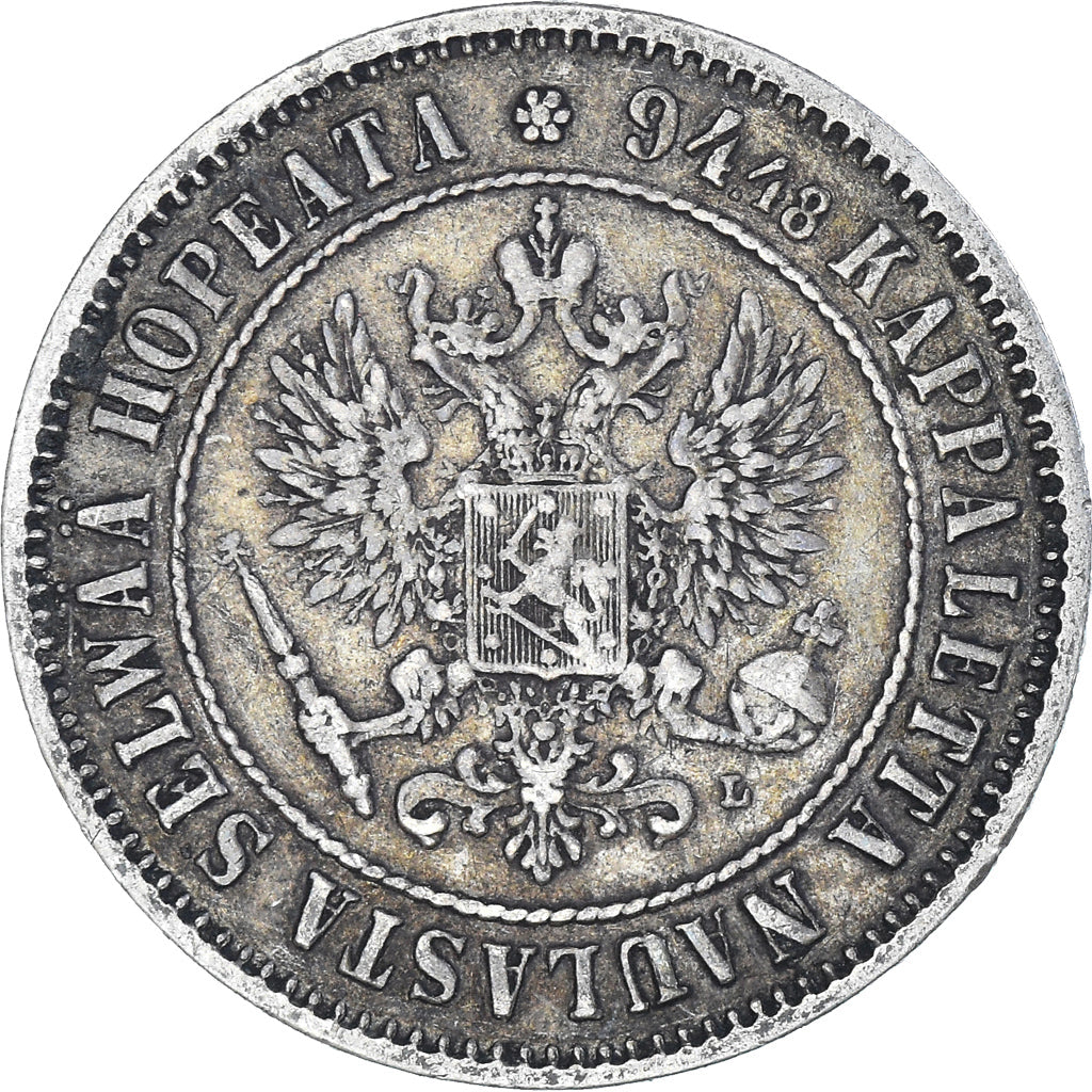Coin, Finland, Alexander III, Markka, 1890, Helsinki, AU(50-53), Silver, KM:3.2
