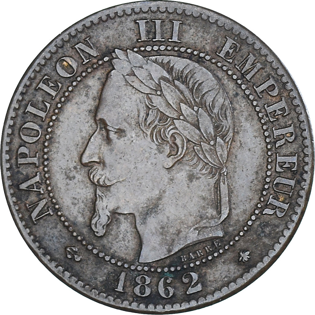 Coin, France, Napoleon III, 2 Centimes, 1862, Paris, AU(50-53), Bronze
