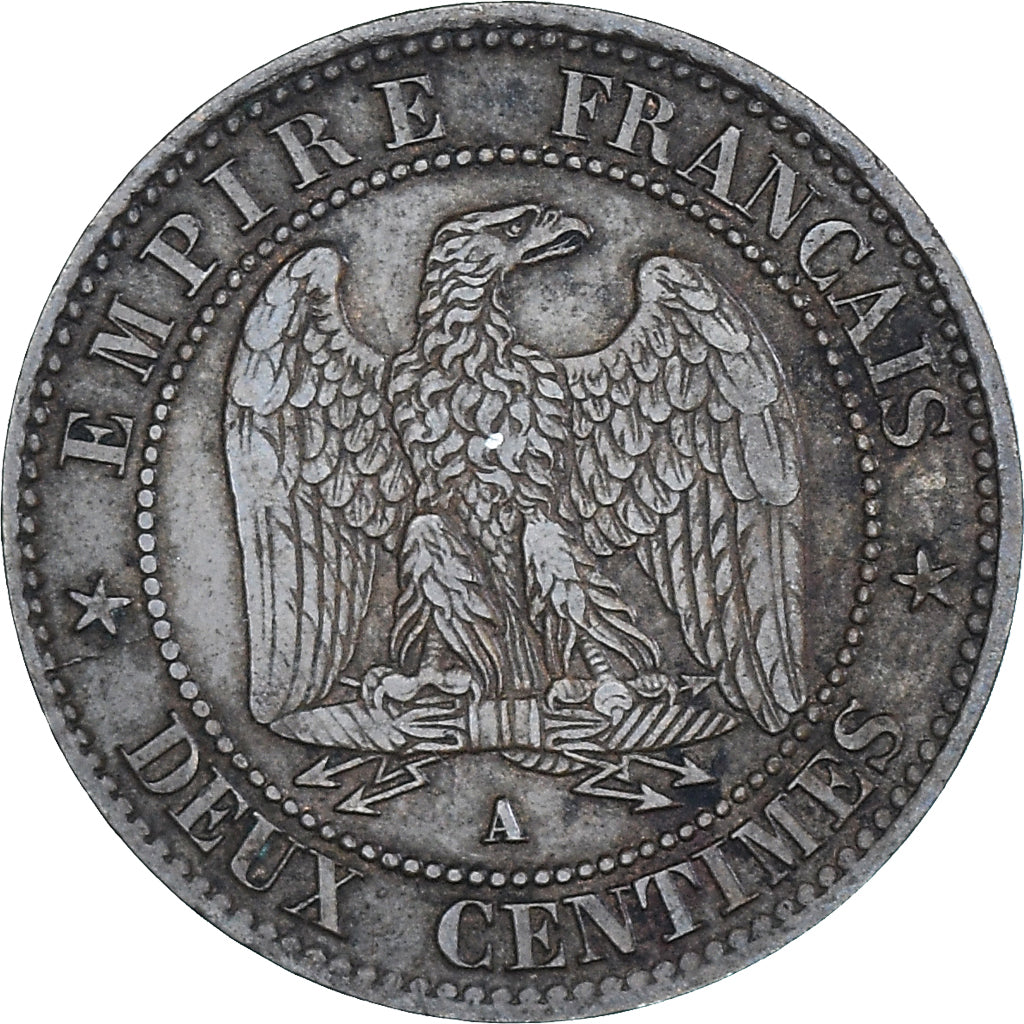 Coin, France, Napoleon III, 2 Centimes, 1862, Paris, AU(50-53), Bronze