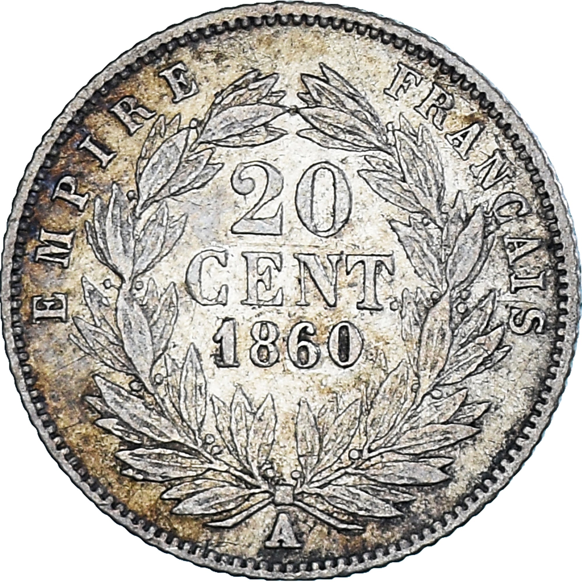 Moneta, Francja, Napoleon III, 20 Centimes, 1860, Paris, EF(40-45), Srebro