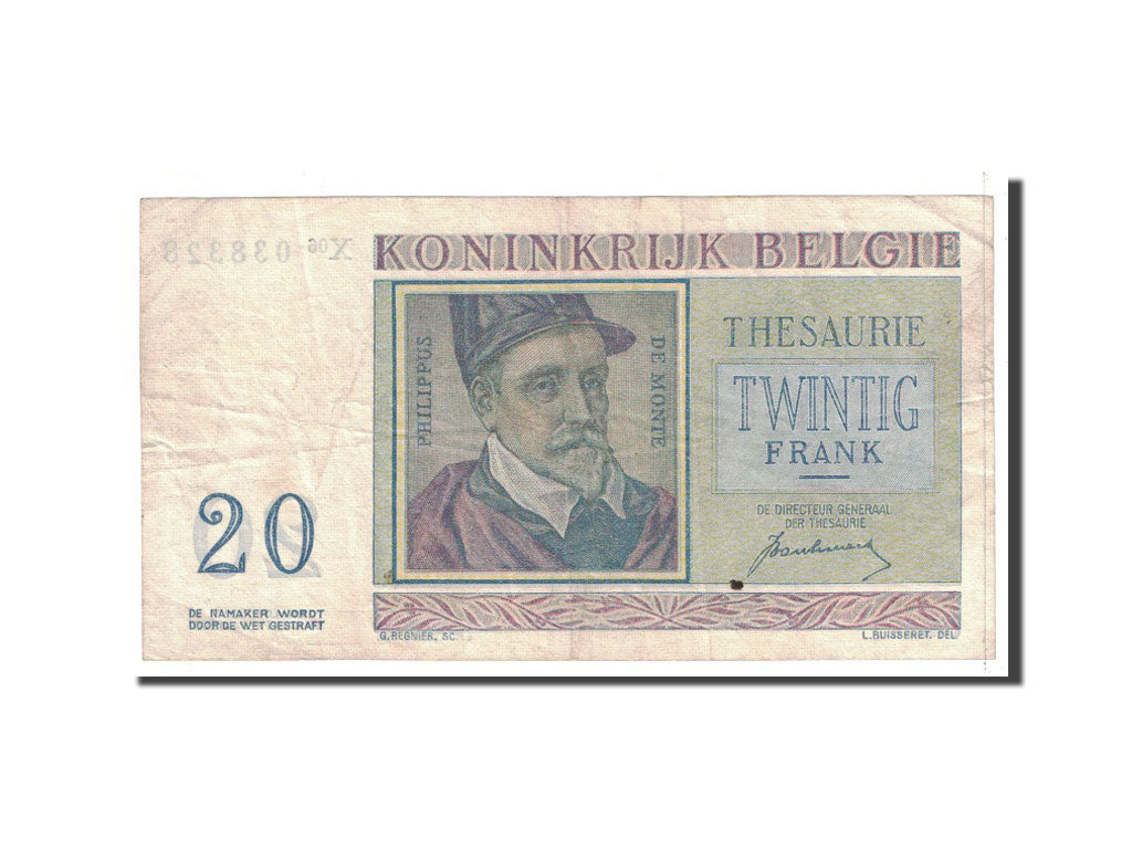 Banknote, Belgium, 20 Francs, 1950, 1950-07-01, KM:132a, EF(40-45)