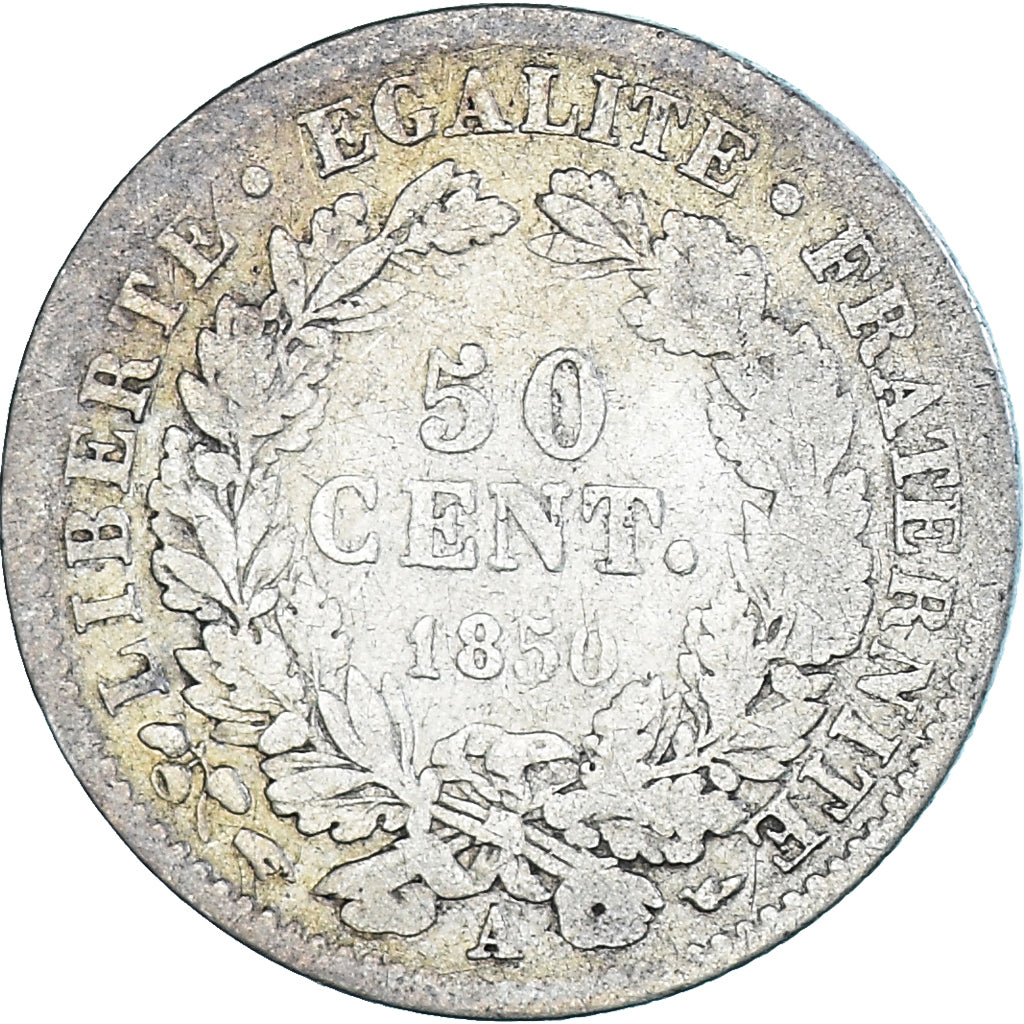 Münze, Frankreich, Cérès, 50 Centimes, 1850, Paris, S, Silber, KM:769.1