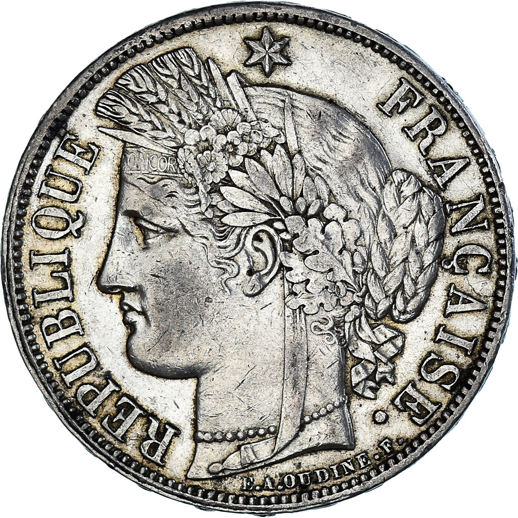 Moneda, Francia, Cérès, 5 Francs, 1870, Paris, MBC+, Plata, Gadoury:743
