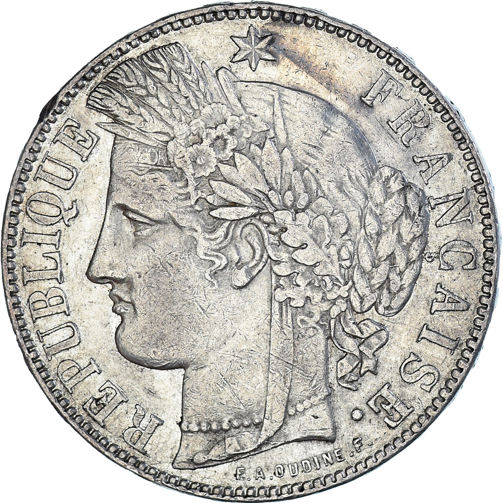 Moneta, Francja, Cérès, 5 Francs, 1871, Bordeaux, EF(40-45), Srebro