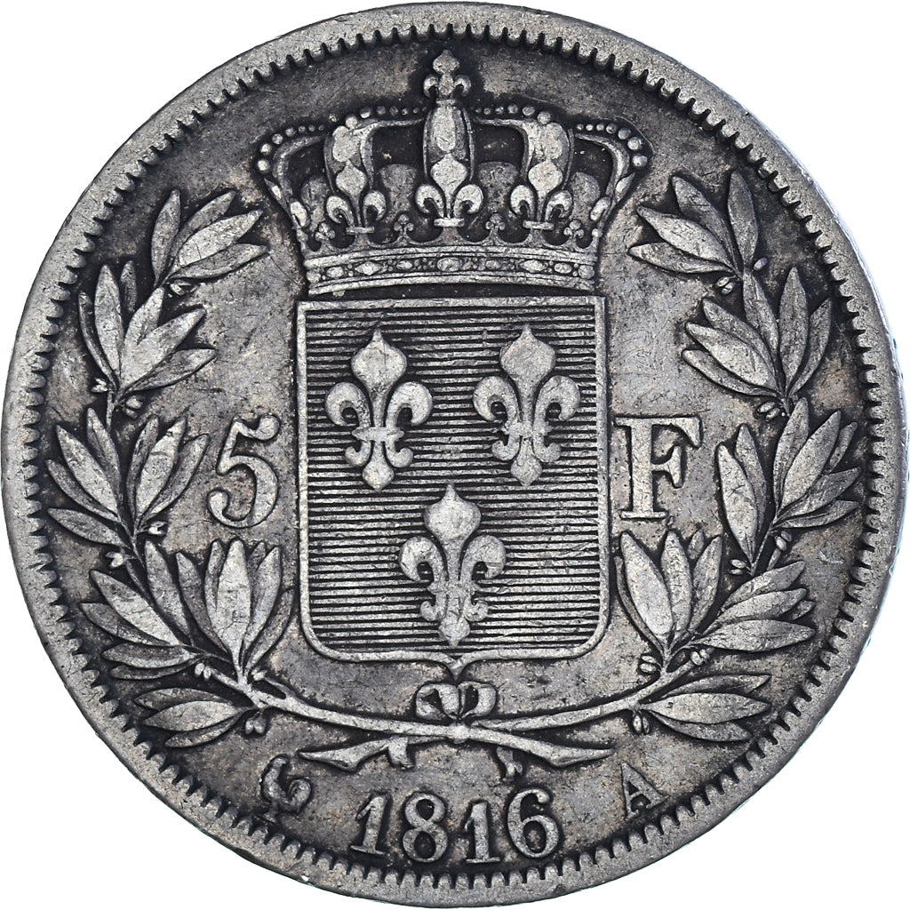 Monnaie, France, Louis XVIII, 5 Francs, 1816, Paris, TB+, Argent, Gadoury:614