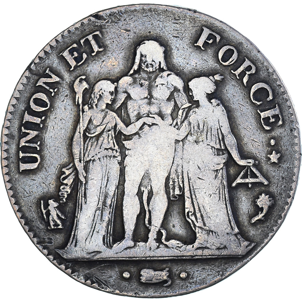 Coin, France, Hercule, 5 Francs, AN 4, Paris, VF(20-25), Silver, KM:639.1