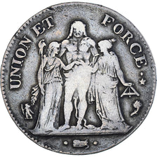 Coin, France, Hercule, 5 Francs, AN 4, Paris, VF(20-25), Silver, KM:639.1