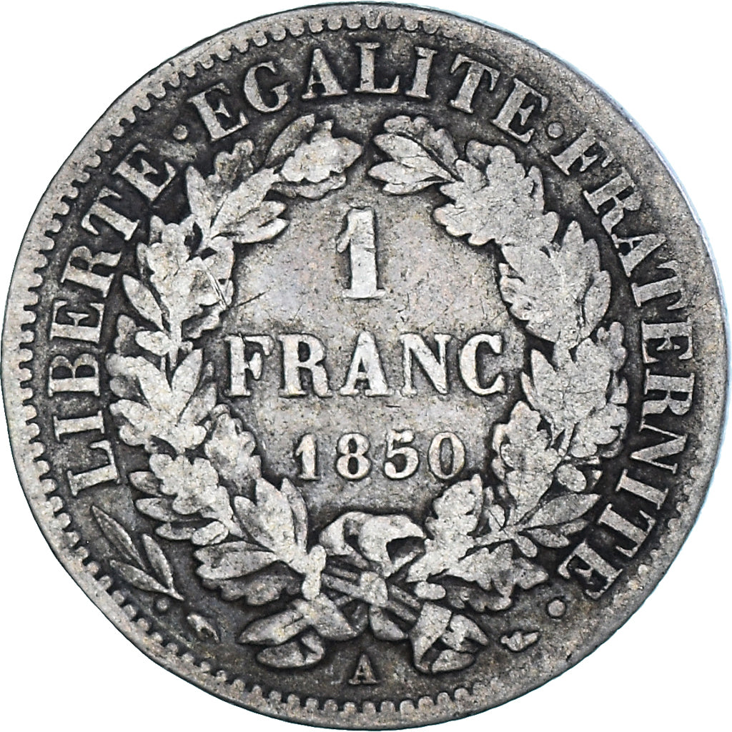 Coin, France, Cérès, 1 Franc, 1850, Paris, VF(30-35), Silver, KM:759.1