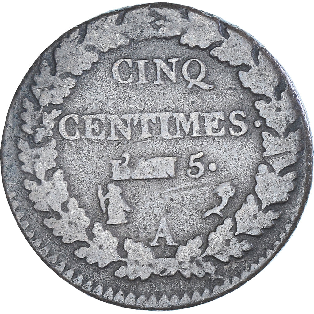 Monnaie, France, Dupré, 5 Centimes, AN 5, Paris, B+, Cuivre, Gadoury:126