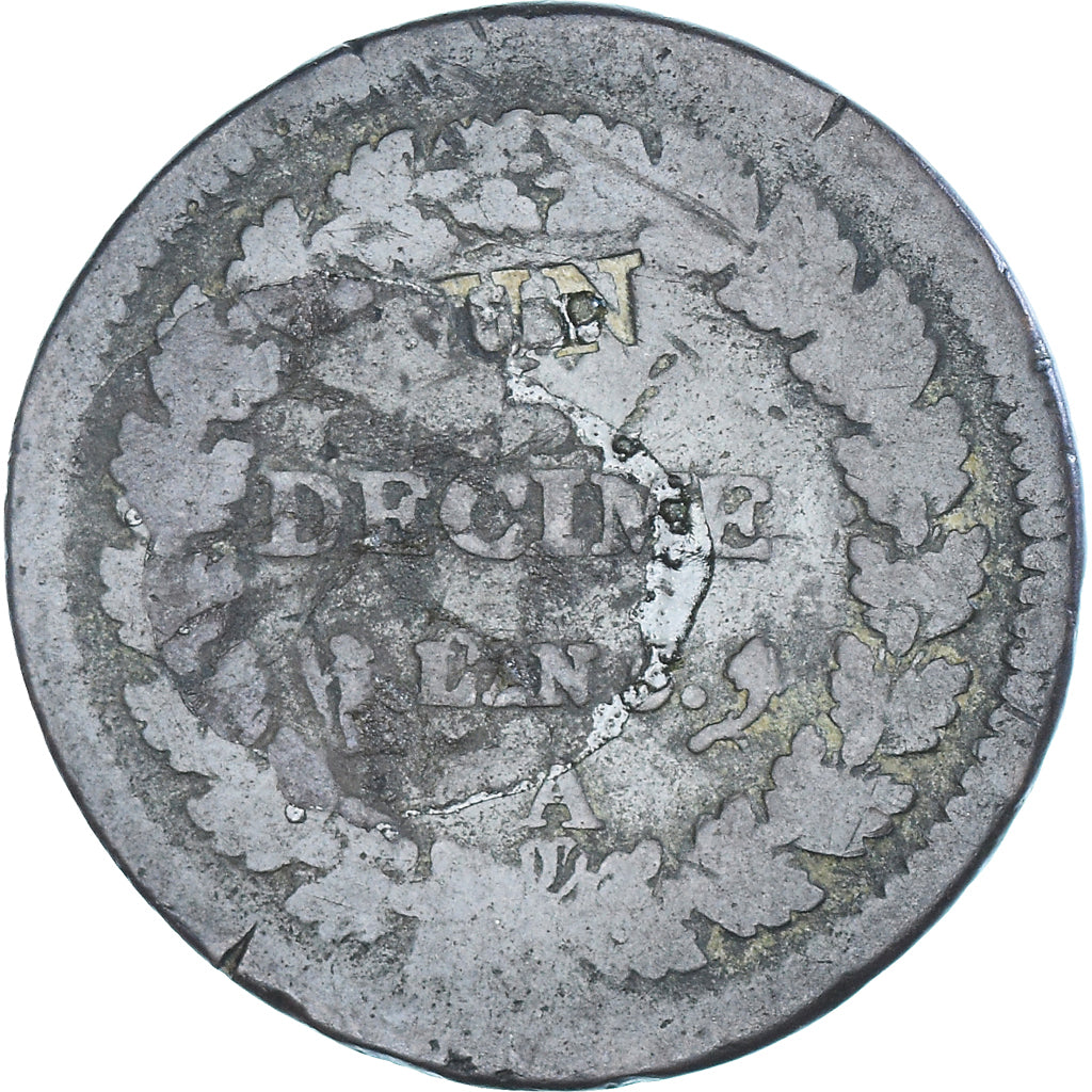 Monnaie, France, Dupré, 1 Décime, AN 5, Paris, Modification du 2 décimes, B