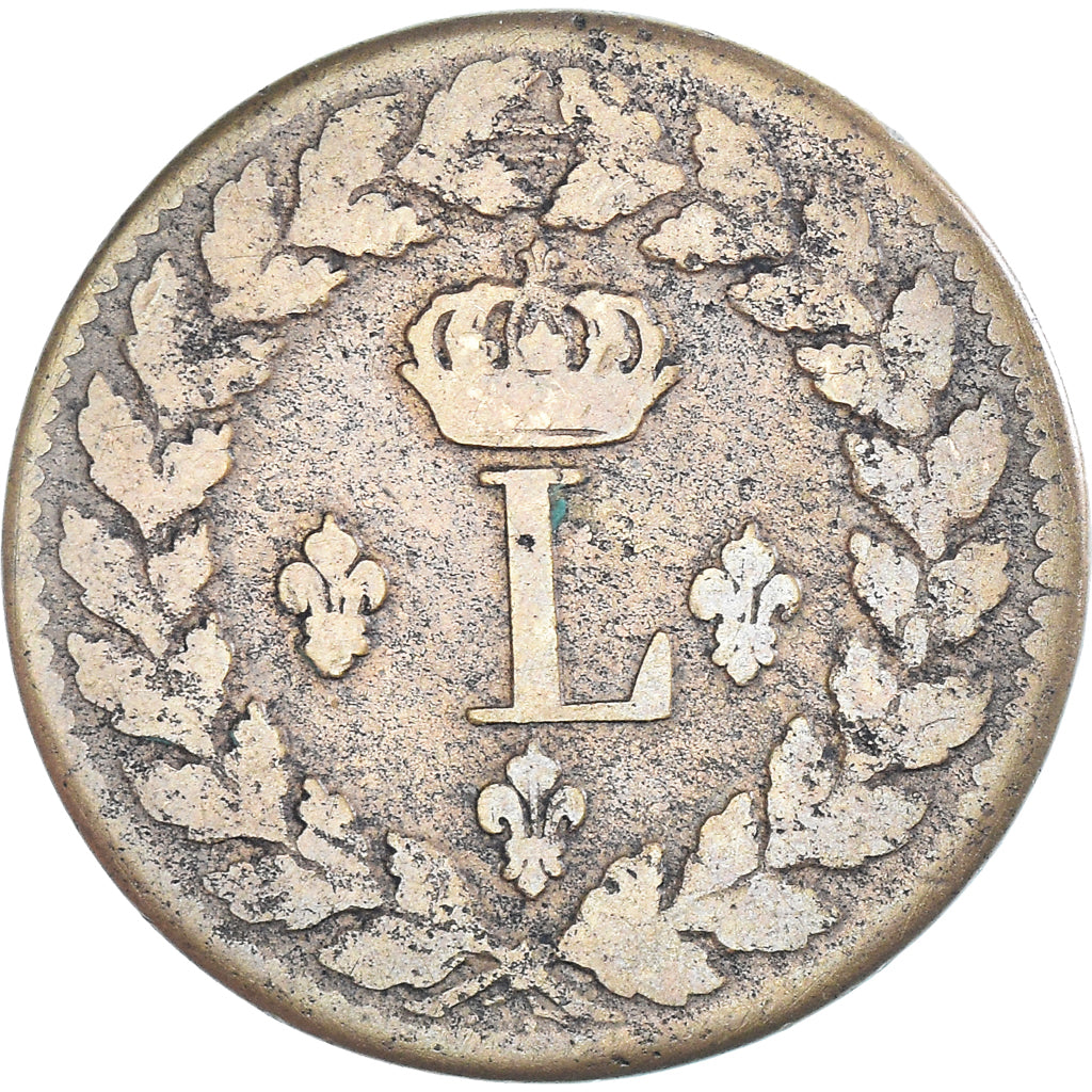 Monnaie, France, Louis XVIII, 1 Décime, 1815, Strasbourg, TB, Bronze