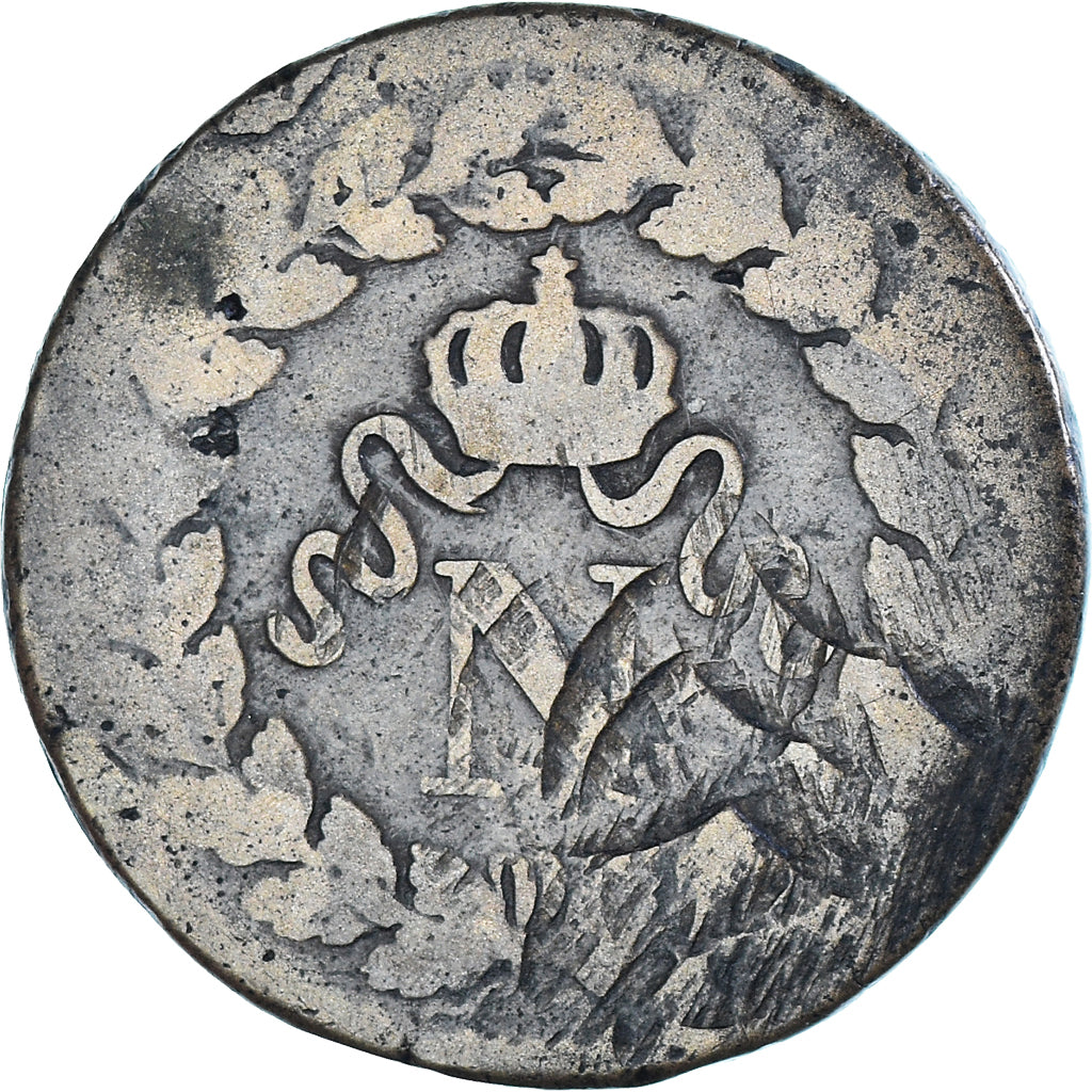 Monnaie, France, Napoleon I, 1 Décime, 1814, Strasbourg, B+, Bronze