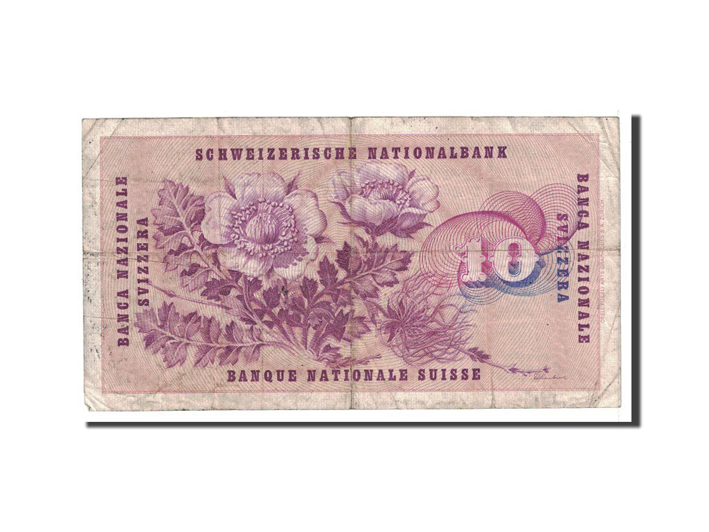 Banknote, Switzerland, 10 Franken, 1965, 1965-08-25, KM:45j, VF(20-25)