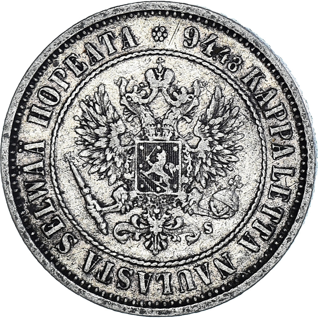 Coin, Finland, Alexander II, Markka, 1874, Helsinki, AU(50-53), Silver, KM:3.2