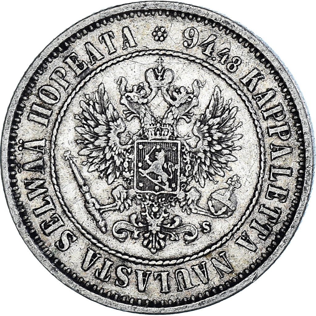 Coin, Finland, Alexander II, Markka, 1874, Helsinki, AU(50-53), Silver, KM:3.2