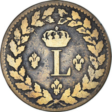 Moeda, França, Louis XVIII, 1 Décime, 1815, Strasbourg, Blocus de Strasbourg