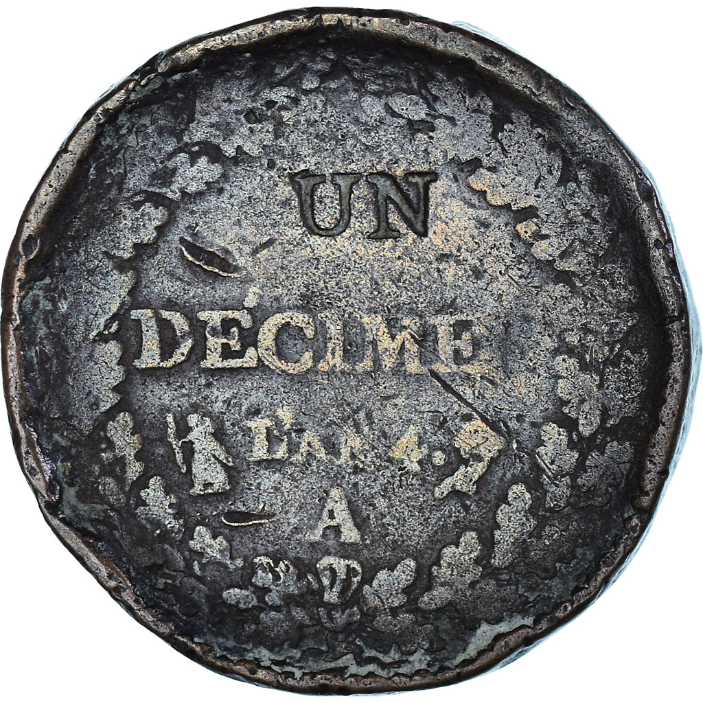 Monnaie, France, Dupré, 1 Décime, AN 4, Paris, Modification du 2 décimes, B+